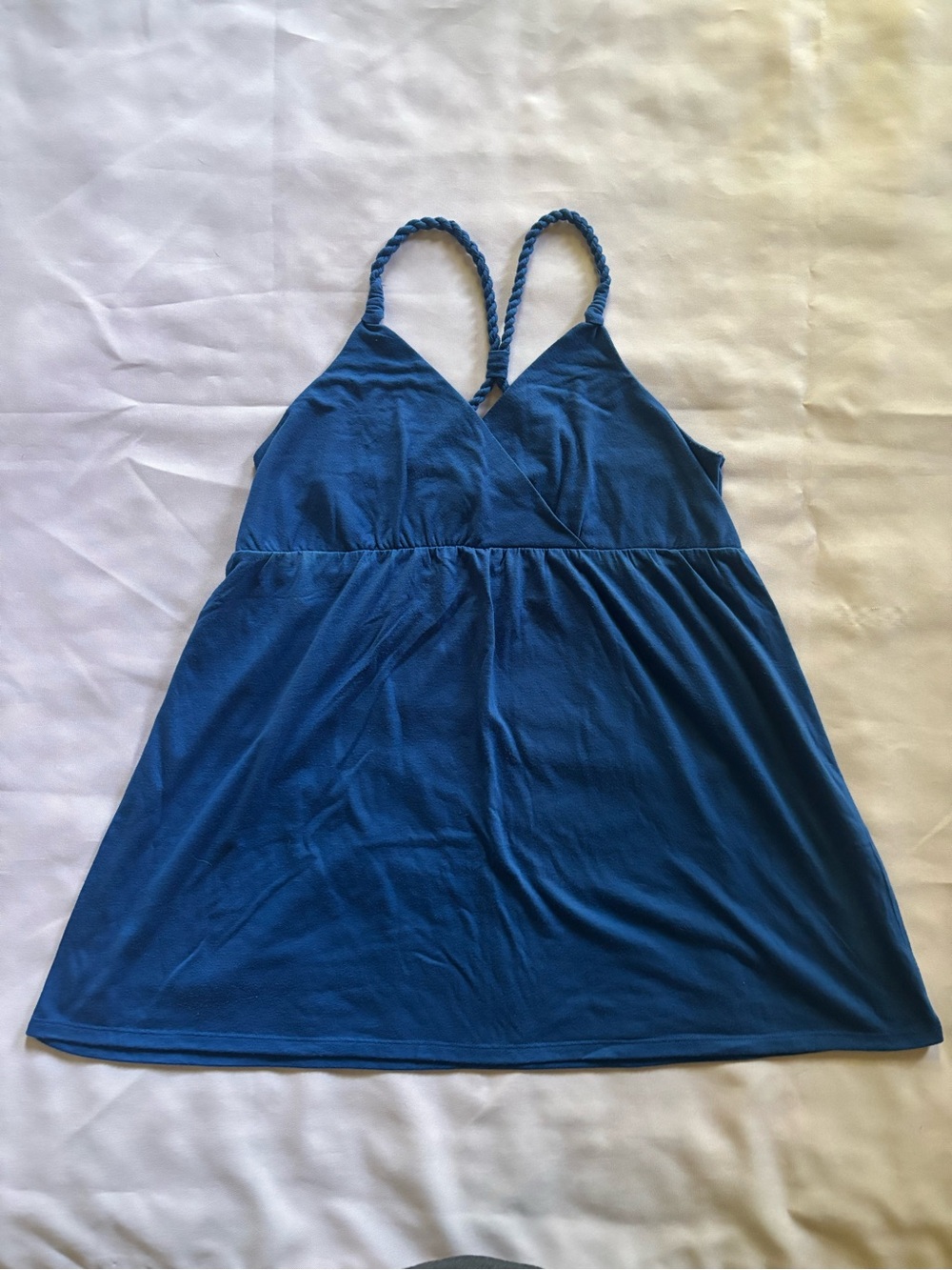 Blue Halter-Top Tank with Twisted Straps